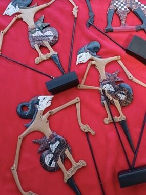 Hand-Painted Wayang Kulit Shadow Puppets Lot Of 6 REAL
